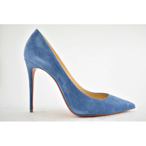 Christian Louboutin Kate 100 LAC Blue Suede Pointed Toe Classic Heel Pump 42 - Picture 2 of 12